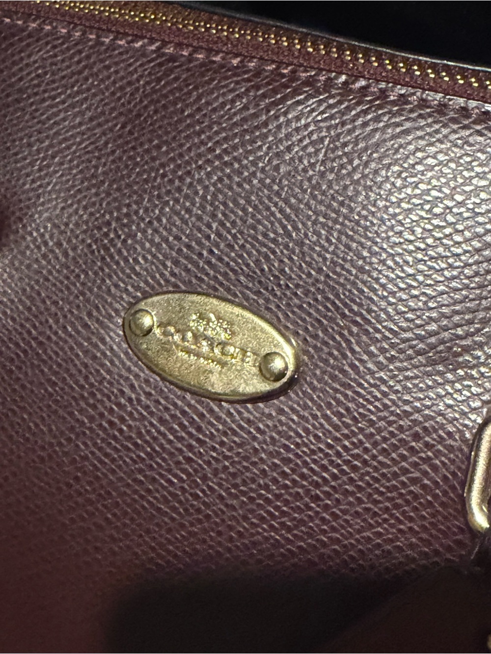 Coach Metallic Burgundy Leather Satchel with Gold Hardware and Detachable Strap - Picture 4 of 13